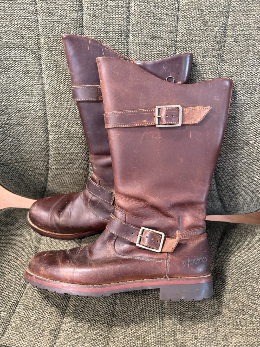 Patagonia Brown Leather Heeled Buckle Boots
